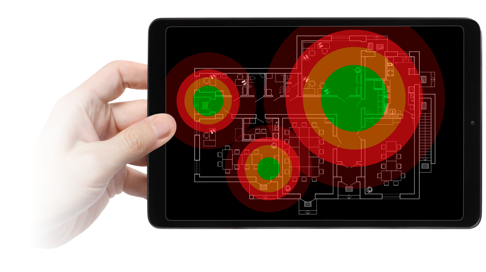 Tablet screen with heatmap image on it