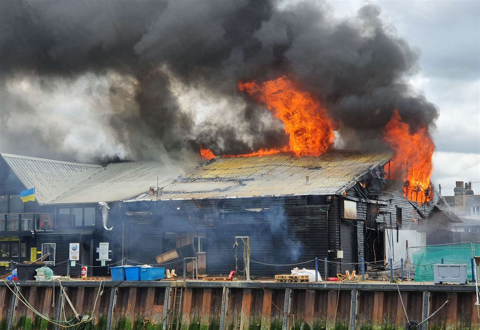 A fire in Whitstable Harbour