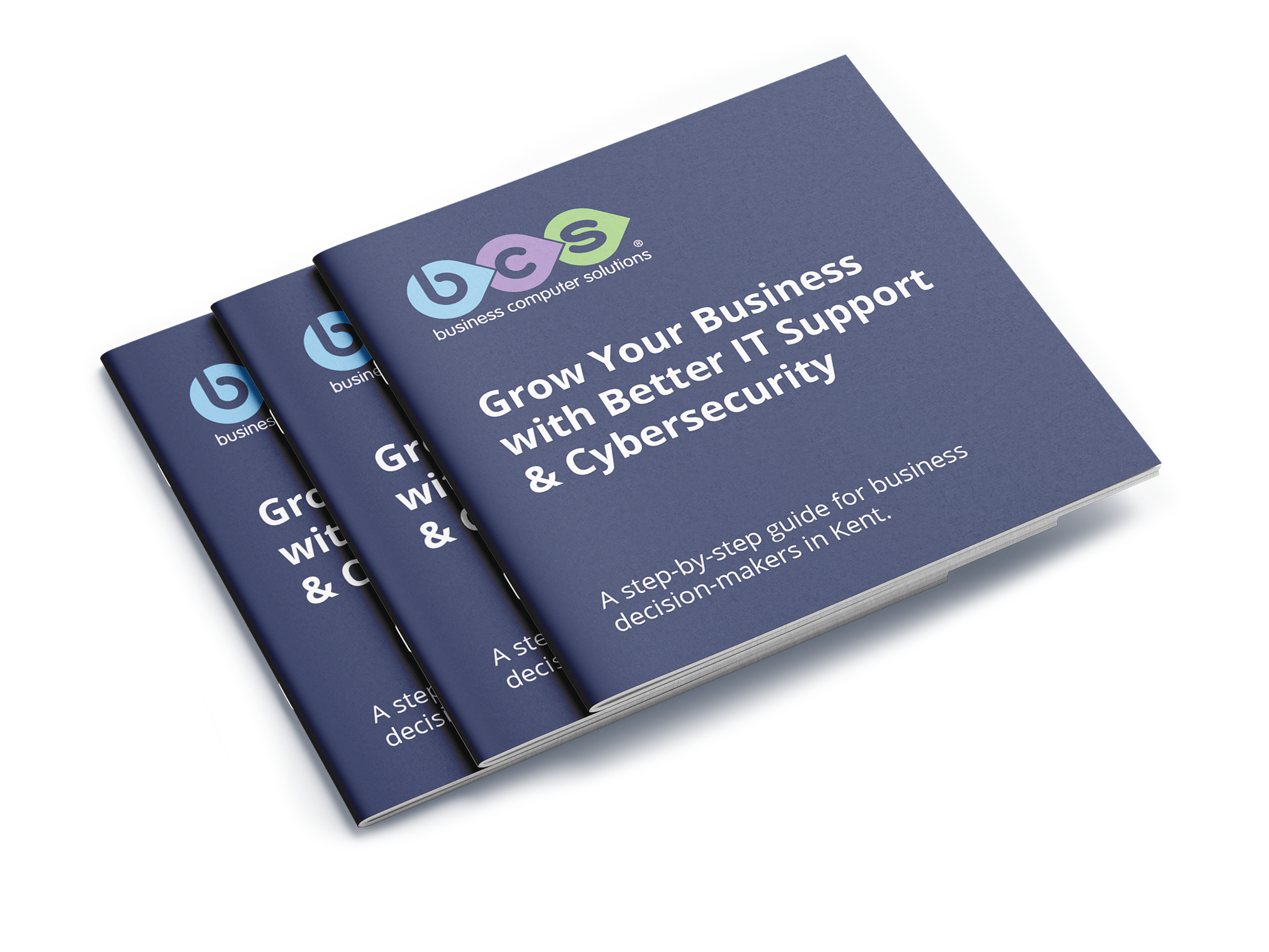 A mockup of 3 booklets about buying IT support as a Kent Business.