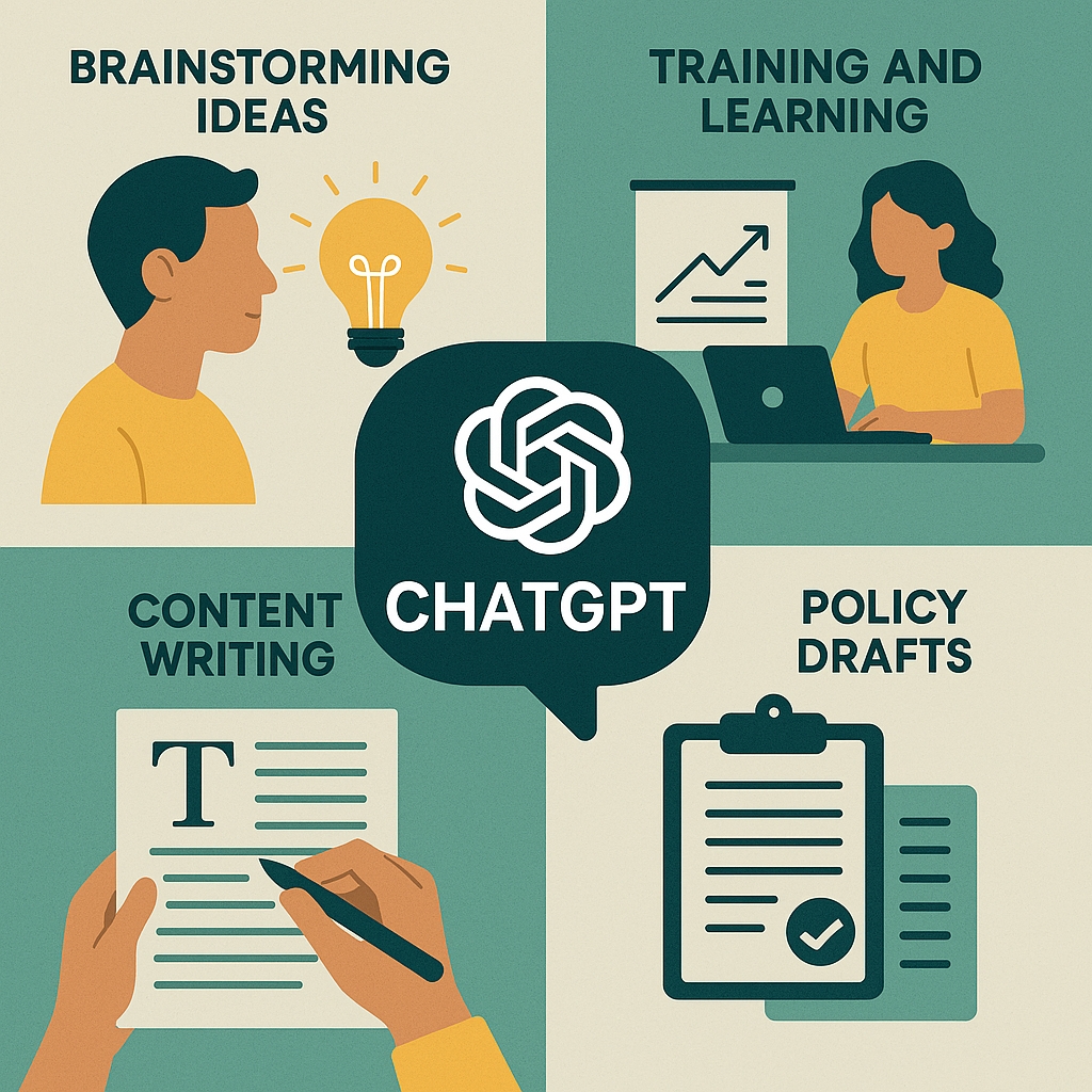 Illustrations of ChatGPT uses.