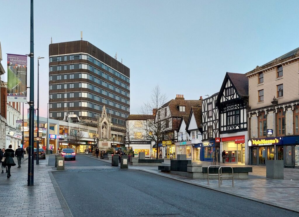 Maidstone high street in Kent.