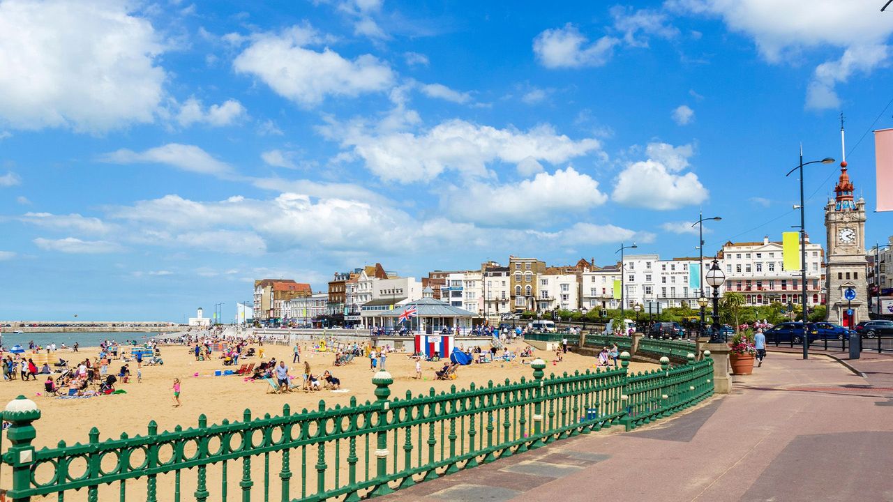 Margate beach and promenade in Kent.